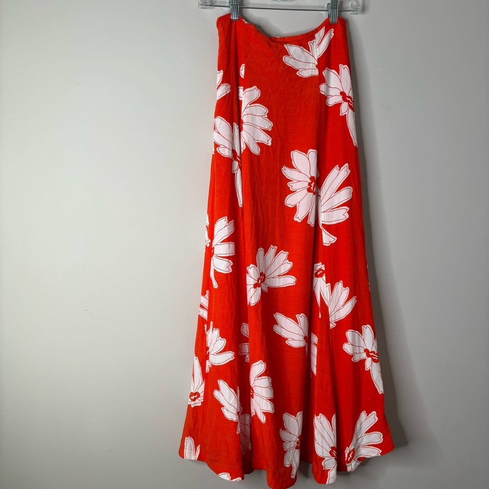 Anthropologie Maeve Orange Floral Midi Skirt - Picture 7 of 7
